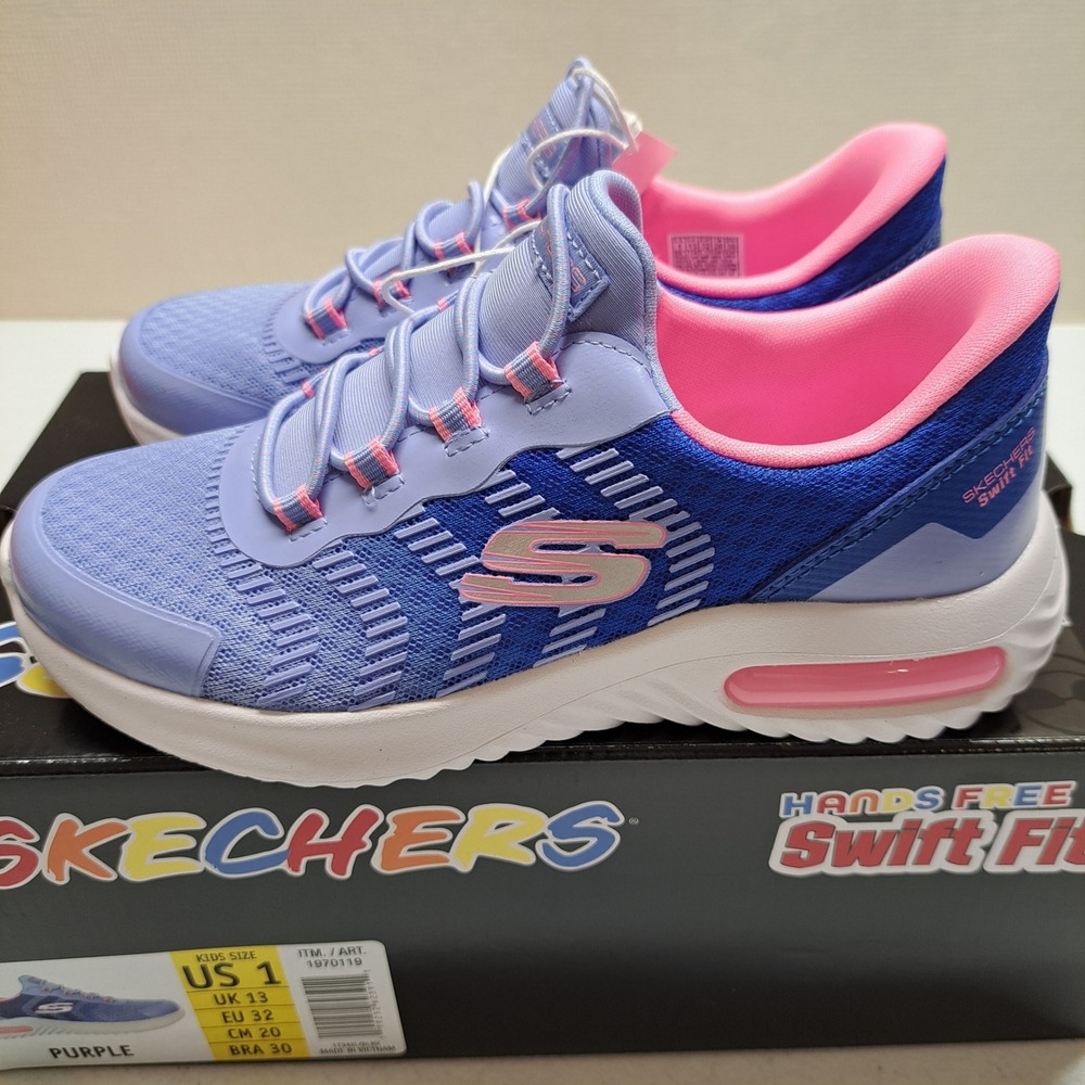 Skechers Kids Sneakers 1 Blue Pink NWT Hands Free Slip-ins Swift Fit 2041-574